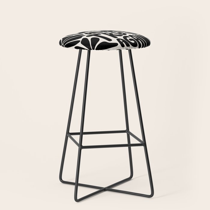B&W Retro Floral Lettering - You can always try again Stool Gallery Image 1