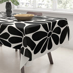 B&W Retro Floral Lettering - You can always try again Tablecloth Gallery Image 3