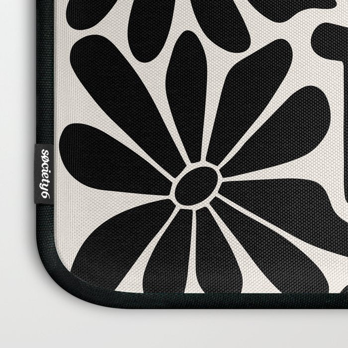 B&W Retro Floral Lettering - You can always try again Laptop Sleeve Gallery Image 3