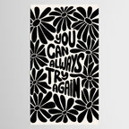 B&W Retro Floral Lettering - You can always try again Tablecloth Gallery Image 2