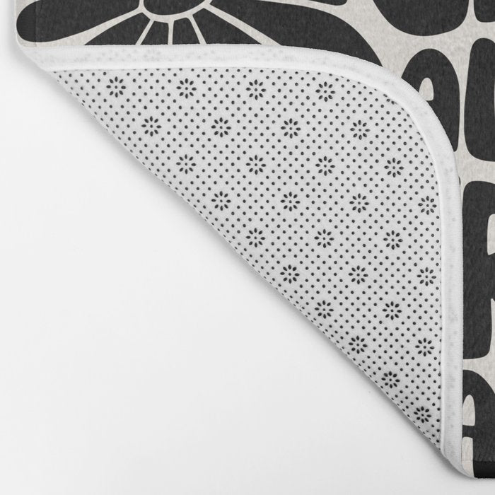 B&W Retro Floral Lettering - You can always try again Bath Mat Gallery Image 2