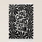 B&W Retro Floral Lettering - You can always try again Stationery Card Gallery Image 2