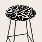 B&W Retro Floral Lettering - You can always try again Stool Gallery Image 2