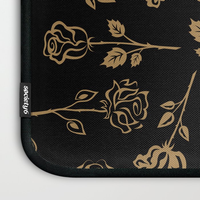 Gold Roses Silhouette on Black Laptop Sleeve Gallery Image 3