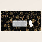 Gold Roses Silhouette on Black Desk Mat Gallery Image 1