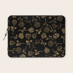 Gold Roses Silhouette on Black Laptop Sleeve Gallery Image 1