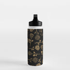 Gold Roses Silhouette on Black Water Bottle Gallery Image 3