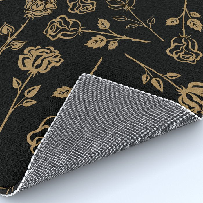 Gold Roses Silhouette on Black Rug Gallery Image 4