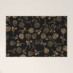 Gold Roses Silhouette on Black Welcome Mat Gallery Image 1