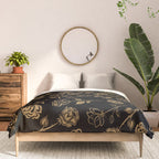 Gold Roses Silhouette on Black Comforter Gallery Image 3