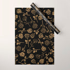 Gold Roses Silhouette on Black Wrapping Paper Gallery Image 1