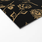 Gold Roses Silhouette on Black Welcome Mat Gallery Image 2
