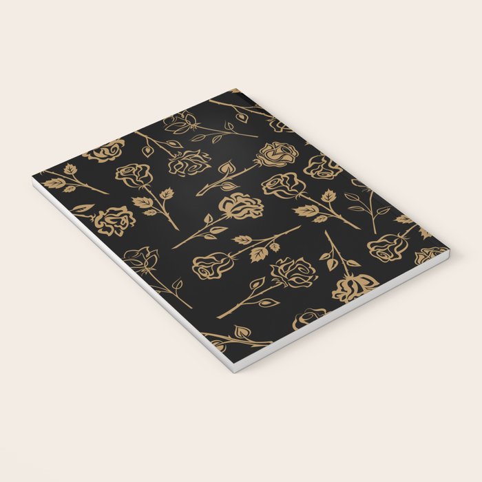 Gold Roses Silhouette on Black Notebook Gallery Image 3