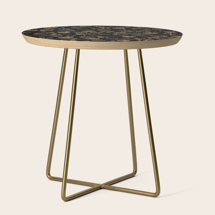 Gold Roses Silhouette on Black Side Table Gallery Image 1