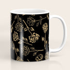 Gold Roses Silhouette on Black Coffee Mug Gallery Image 1