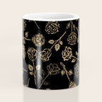 Gold Roses Silhouette on Black Coffee Mug Gallery Image 4