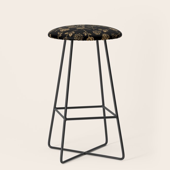 Gold Roses Silhouette on Black Stool Gallery Image 1