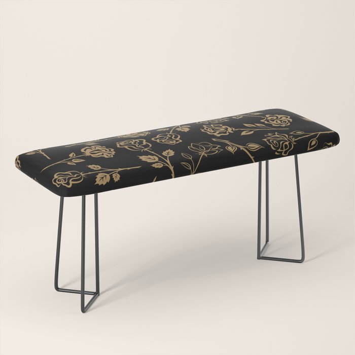 Gold Roses Silhouette on Black Bench Gallery Image 1