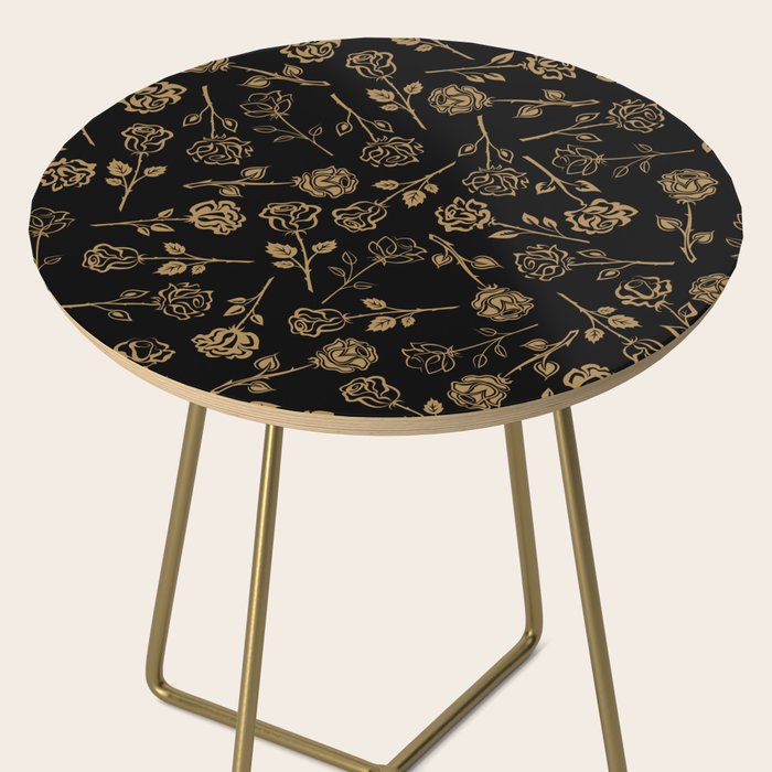 Gold Roses Silhouette on Black Side Table Gallery Image 2