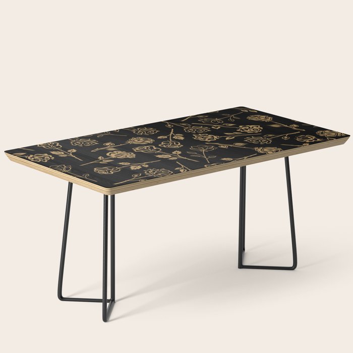 Gold Roses Silhouette on Black Coffee Table Gallery Image 1