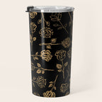 Gold Roses Silhouette on Black Travel Mug Gallery Image 3