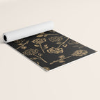 Gold Roses Silhouette on Black Yoga Mat Gallery Image 2