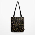 Gold Roses Silhouette on Black Tote Bag Gallery Image 2