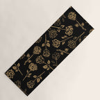 Gold Roses Silhouette on Black Yoga Mat Gallery Image 1
