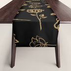 Gold Roses Silhouette on Black Table Runner Gallery Image 1