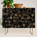 Gold Roses Silhouette on Black Credenza Gallery Image 1