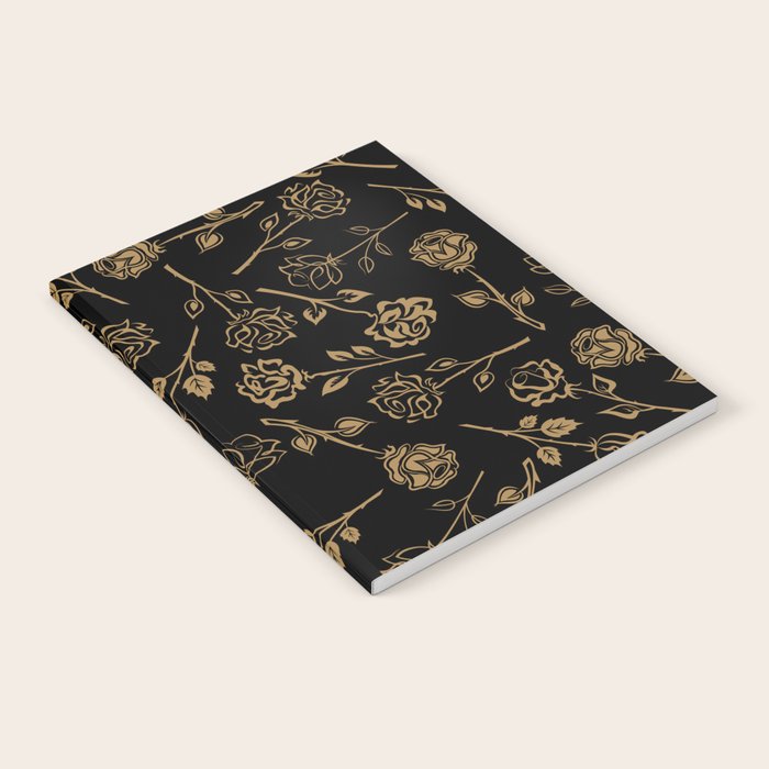 Gold Roses Silhouette on Black Notebook Gallery Image 1