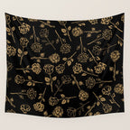 Gold Roses Silhouette on Black Wall Tapestry Gallery Image 4