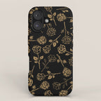 Gold Roses Silhouette on Black iPhone Case Gallery Image 1