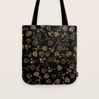 Gold Roses Silhouette on Black Tote Bag Gallery Image 1