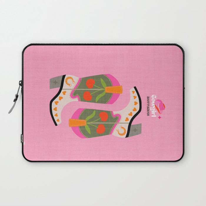 Cowgirl boots - 'Booty-licious' pun in pink Laptop Sleeve Gallery Image 1