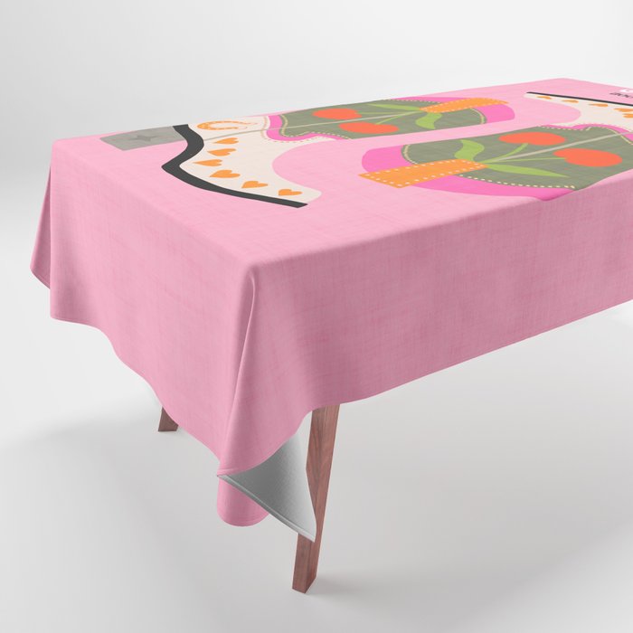 Cowgirl boots - 'Booty-licious' pun in pink Tablecloth Gallery Image 1