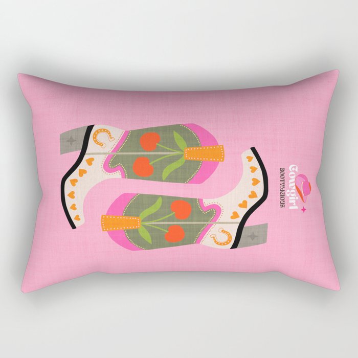 Cowgirl boots - 'Booty-licious' pun in pink Rectangular Pillow Gallery Image 1