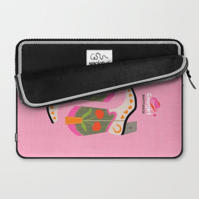 Cowgirl boots - 'Booty-licious' pun in pink Laptop Sleeve Gallery Image 2