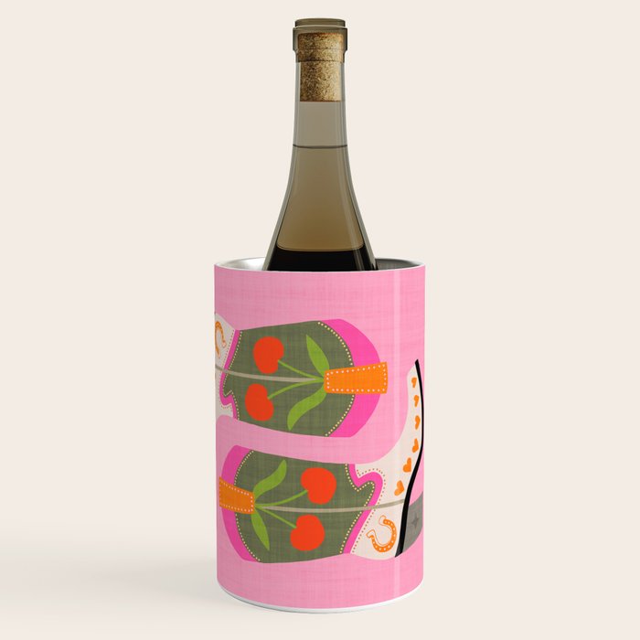 Cowgirl boots - 'Booty-licious' pun in pink Wine Chiller Gallery Image 1