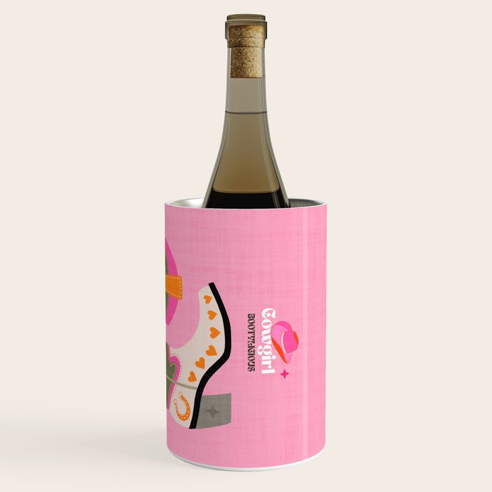 Cowgirl boots - 'Booty-licious' pun in pink Wine Chiller Gallery Image 3