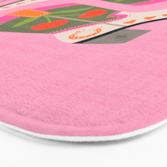 Cowgirl boots - 'Booty-licious' pun in pink Bath Mat Gallery Image 3