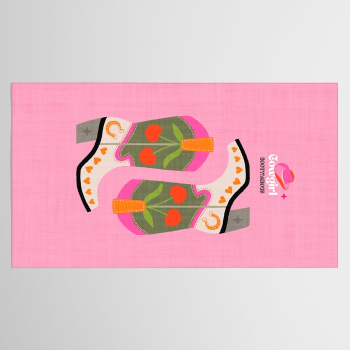 Cowgirl boots - 'Booty-licious' pun in pink Tablecloth Gallery Image 2