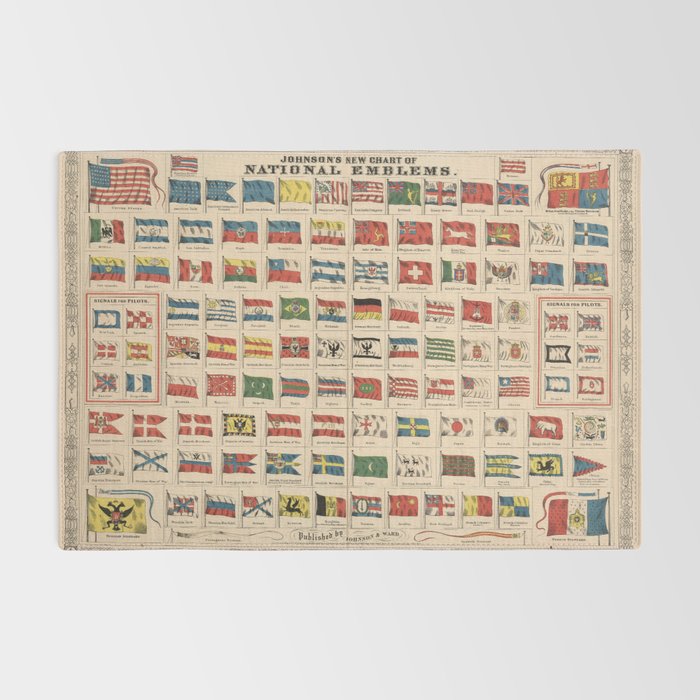 Vintage Flags of the World Chart (1863) Rug Gallery Image 2