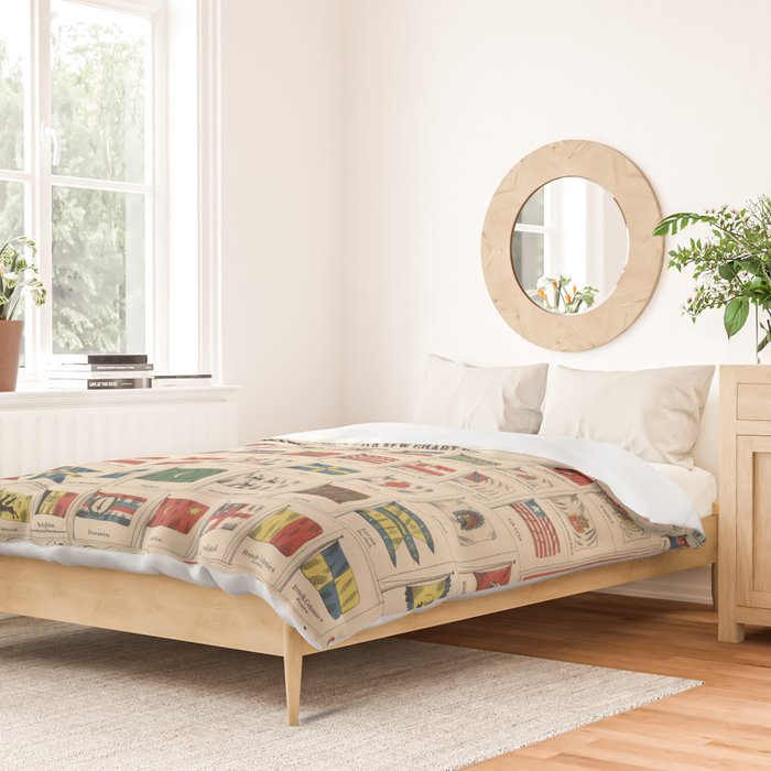 Vintage Flags of the World Chart (1863) Duvet Cover Gallery Image 2