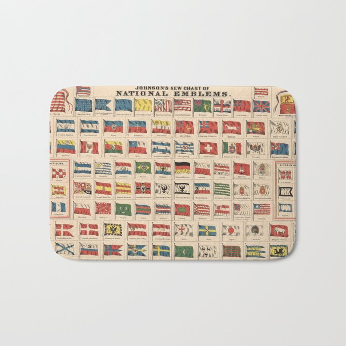 Vintage Flags of the World Chart (1863) Bath Mat Gallery Image 1