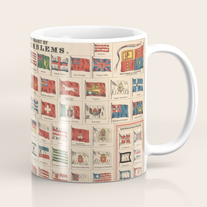 Vintage Flags of the World Chart (1863) Coffee Mug Gallery Image 1