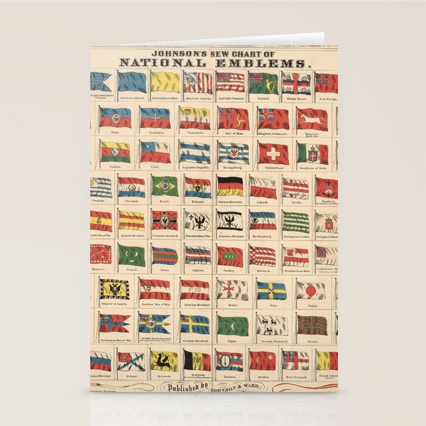 Vintage Flags of the World Chart (1863) Stationery Card Gallery Image 2