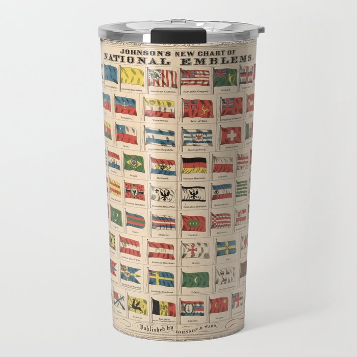 Vintage Flags of the World Chart (1863) Travel Mug Gallery Image 1
