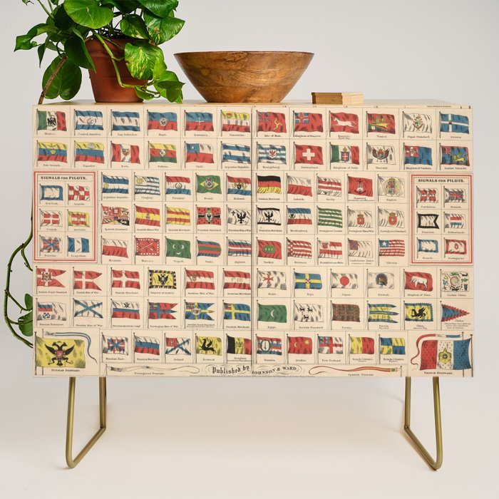 Vintage Flags of the World Chart (1863) Credenza Gallery Image 1