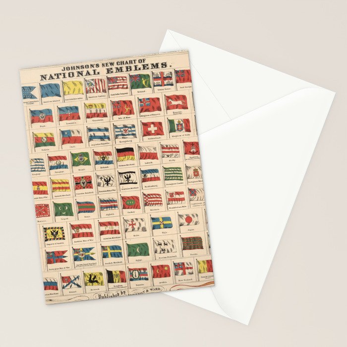 Vintage Flags of the World Chart (1863) Stationery Card Gallery Image 2